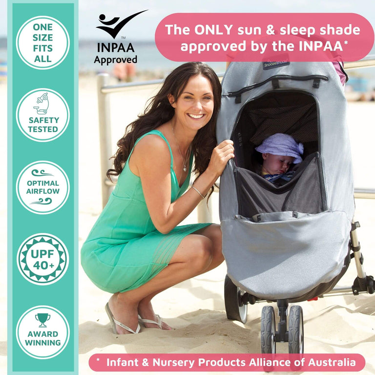 SnoozeShade Plus Deluxe (6m+) Universal-fit buggy & pushchair sun shade & baby sleep aid | Blocks up to 97.5% of UV