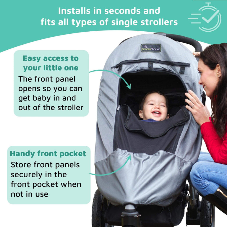 SnoozeShade Plus Deluxe (6m+) Universal-fit buggy & pushchair sun shade & baby sleep aid | Blocks up to 97.5% of UV