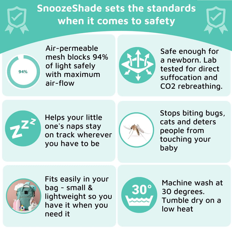 SnoozeShade Plus Deluxe (6m+) Universal-fit buggy & pushchair sun shade & baby sleep aid | Blocks up to 97.5% of UV