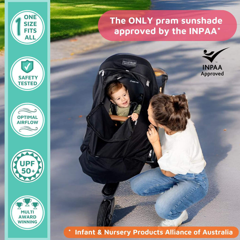 SnoozeShade Plus Extra (6m+) | Buggy & pushchair sun shade | Universal fit, blocks up to 99% of UV & helps little ones nap