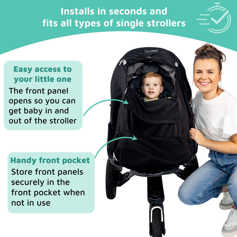 SnoozeShade Plus Extra (6m+) | Buggy & pushchair sun shade | Universal fit, blocks up to 99% of UV & helps little ones nap