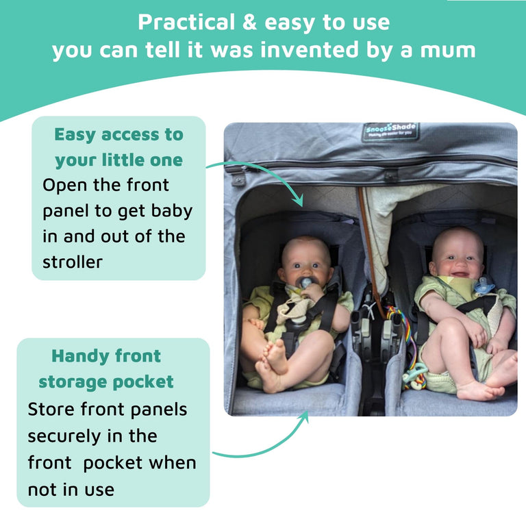 SnoozeShade Twin Deluxe (suitable from birth) | Double buggy/pushchair sun and sleep shade | Blocks up to 97.5% of UV