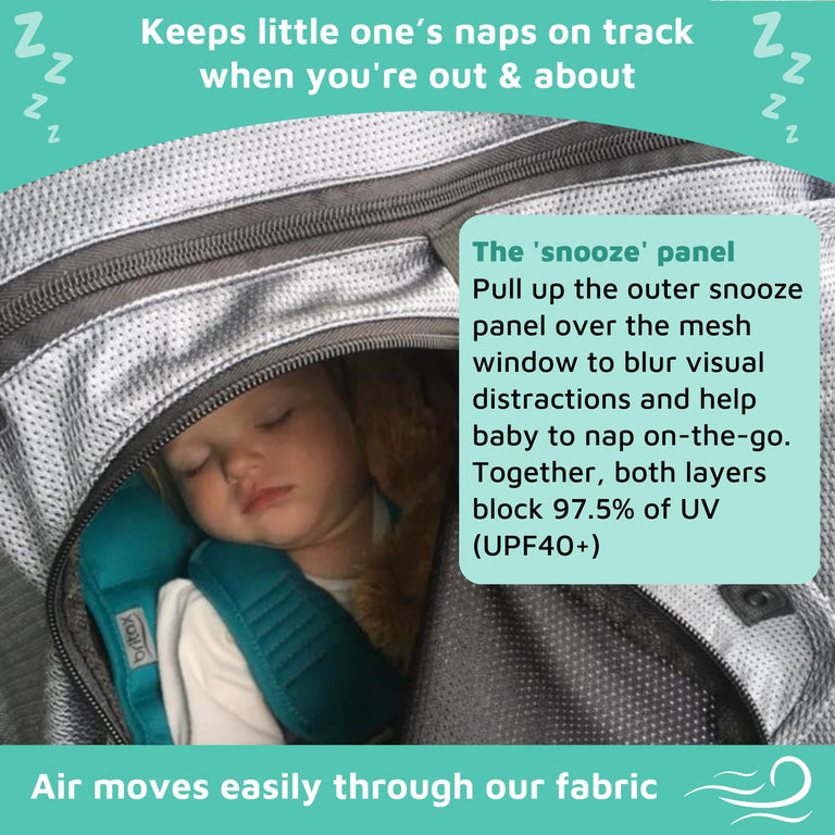SnoozeShade Twin Deluxe (suitable from birth) | Double buggy/pushchair sun and sleep shade | Blocks up to 97.5% of UV