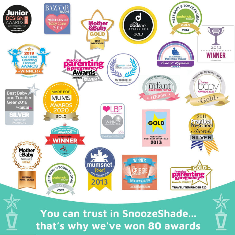 SnoozeShade Twin Deluxe (suitable from birth) | Double buggy/pushchair sun and sleep shade | Blocks up to 97.5% of UV