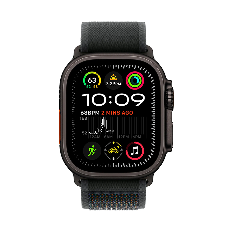 Apple Watch Ultra 2 49mm GPS Cell Titanium Case w Trail Loop Black M/L MX4V3LW/A