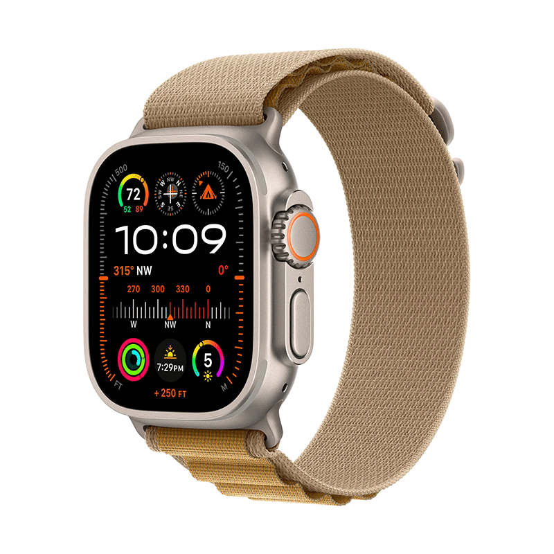 Apple Watch Ultra 2 49mm GPS Cell Titanium Case w Tan Alpine Loop M MX4F3LW/A