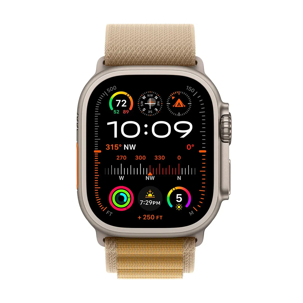 Apple Watch Ultra 2 GPS Cell 49mm Natural Titanium w Tan Alpine Loop L MX4H3LW/A