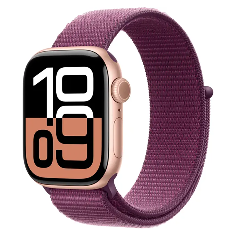 Apple Watch Series 10 42mm GPS+Cell Rose Gold Case w Plum Sport Loop MWXC3LW/A