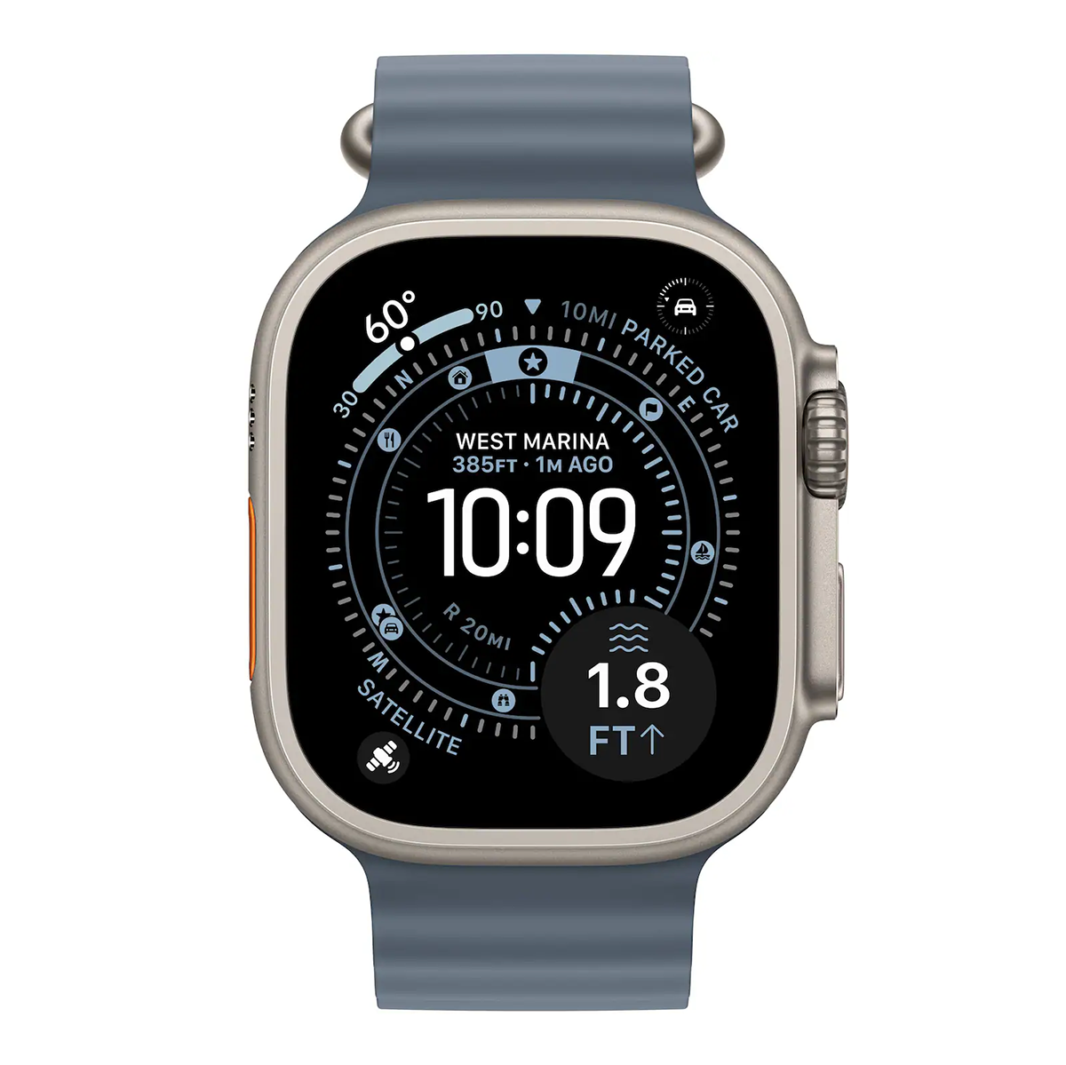 Apple Watch Ultra 3 49mm Cell Natural Titanium Anchor Blue Ocean Band MEWH4LW/A