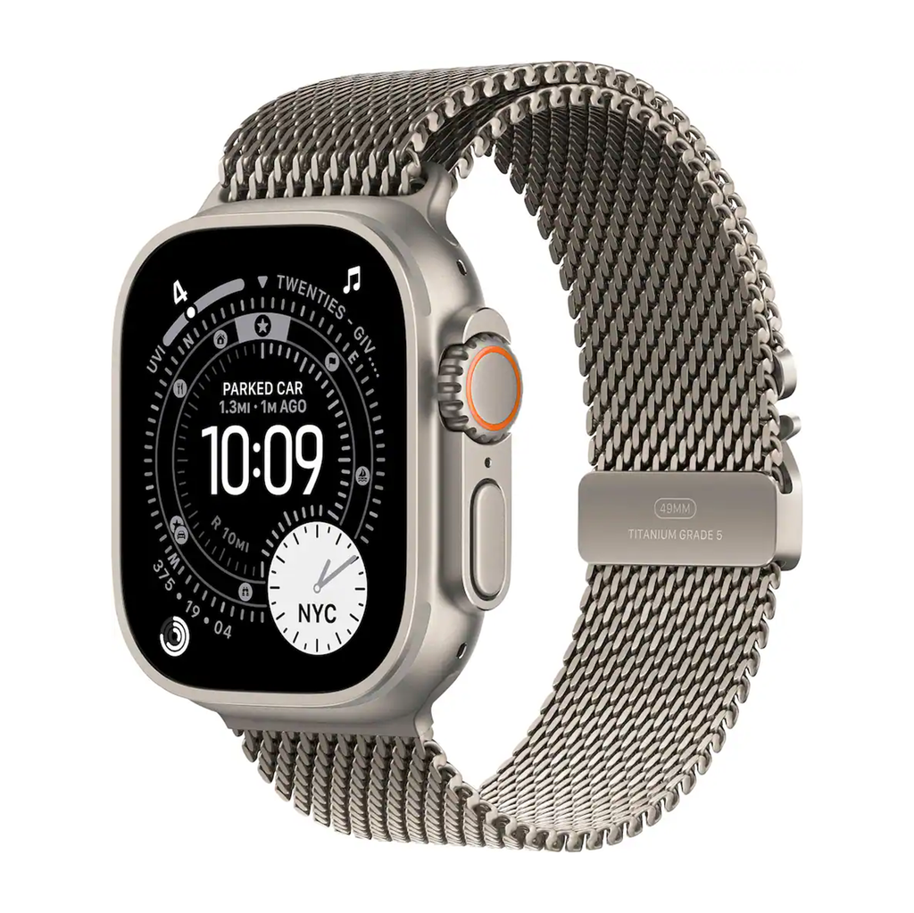 Apple Watch Ultra 3 49mm Cell Natural Titanium Case w Milanese Loop L MF0E4LW/A