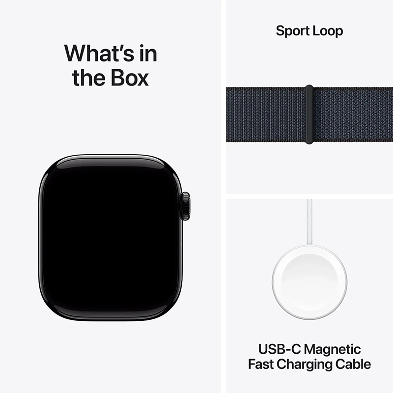 Apple Watch Series 10 42mm GPS Jet Black Case w Ink Sport Loop MWWG3LW/A 2024