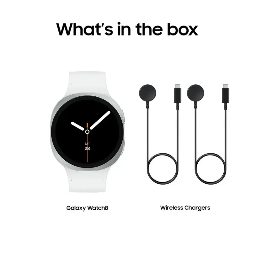 Samsung Galaxy Watch 8 44mm Smartwatch Silver SM-L330NZSCXAA 2025 w/ 2 Chargers