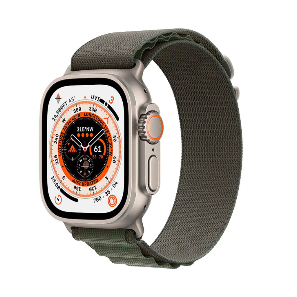 Apple Watch Ultra 49mm Cellular Titanium Case w/ Green Alpine Loop M MQEW3LL/A
