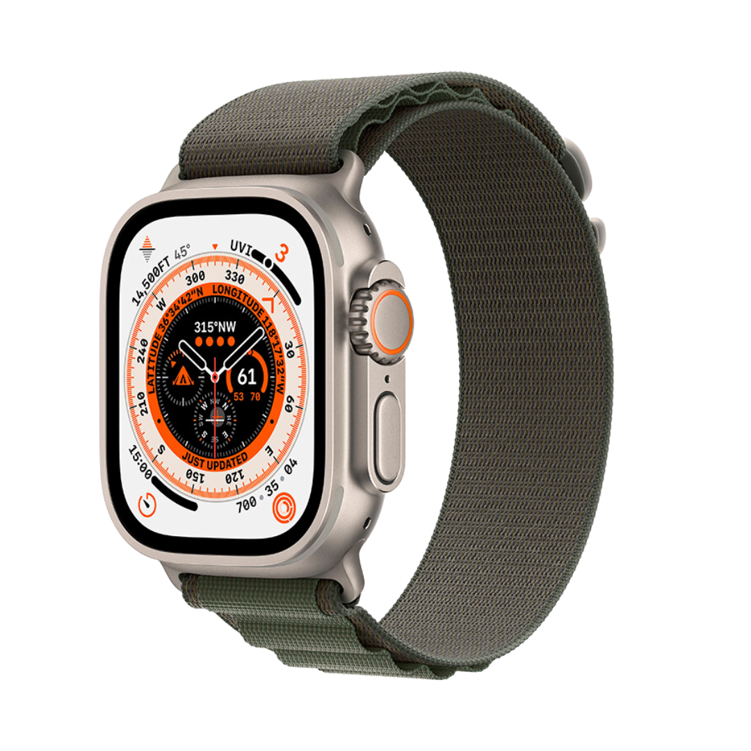 Apple Watch Ultra 49mm Cellular Titanium Case w/ Green Alpine Loop M MQEW3LL/A