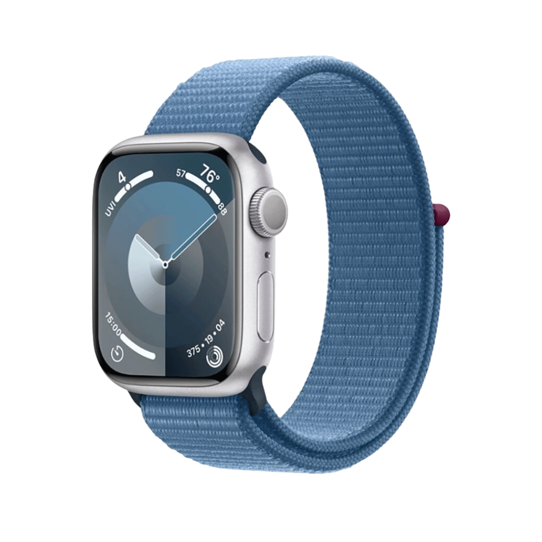 Apple Watch Series 9 41mm GPS Silver Case with Winter Blue Sport Loop MR923LL/A