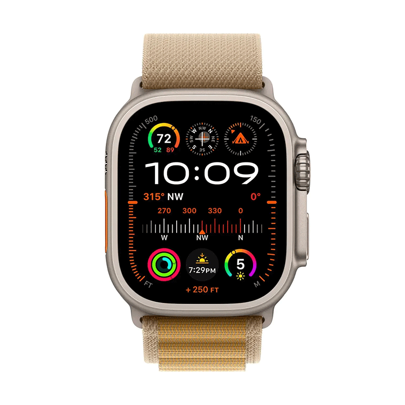 Apple Watch Ultra 2 49mm GPS Cell Titanium Case w Tan Alpine Loop M MX4F3LW/A