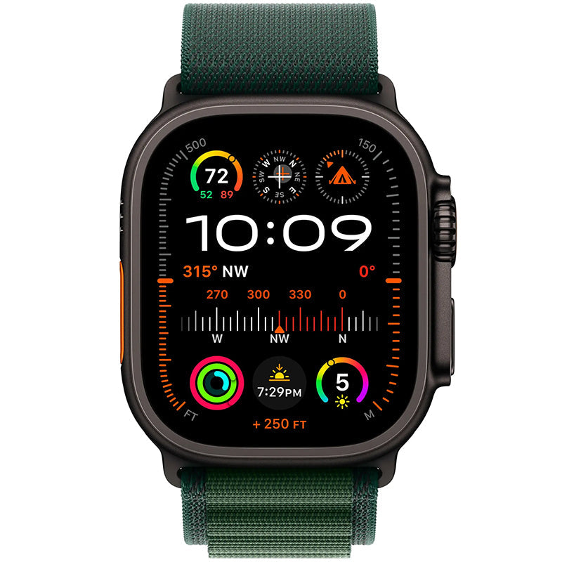 Apple Watch Ultra 2 49mm GPS Cell Black Titanium w Green Alpine Loop L MX4T3LW/A