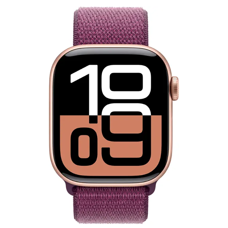 Apple Watch Series 10 42mm GPS+Cell Rose Gold Case w Plum Sport Loop MWXC3LW/A