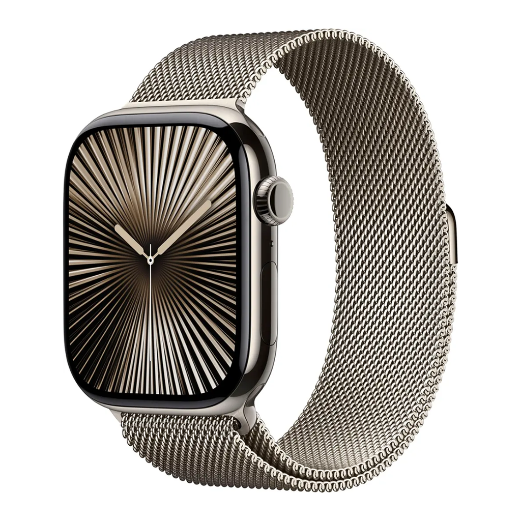 Apple Watch Series 10 46mm GPS Cell Natural Titanium Milanese Loop M/L MWYC3LW/A